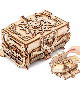 Wooden 3D Puzzle Box DIY Mechanical Transmission