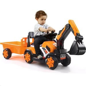 Electric Excavator Kids Ride-on Pedal Tractor With Power Digger & Music Sounds